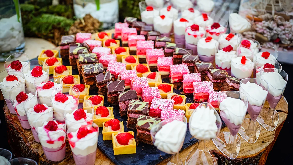 A spread of unique wedding desserts beyond a traditional tiered cake
